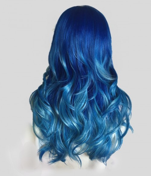 blue layered wig