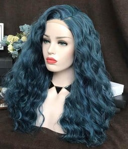 Raging Ocean/Wavy Demi Blue Synthetic Lace Front Wig (Heat Friendly)