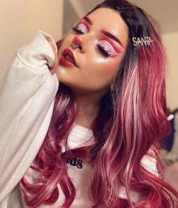 Cranberry Frost Hot Pink and Red Blend with Black Rooted Synthetic Lace Front Wig