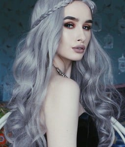 Star Cool Silver Long Wavy Synthetic Lace Front Wig