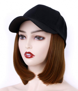 baseball cap with wig attached