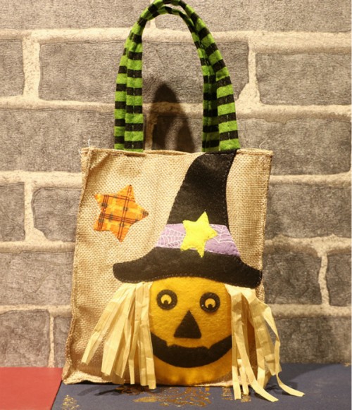 Trick or Treat Pumpkins Black Halloween Personalized Tote Bag DIY Kits