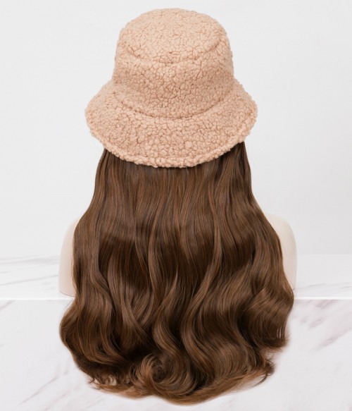 Faux Fur Bucket Hat l Synthetic Long Wavy Hat Wig - UniWigs  display picture 3