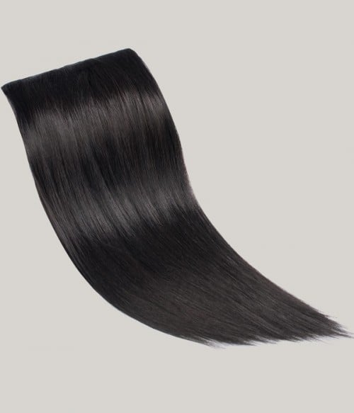 Clip in Hair Extensions Black Human Hair Balayage #1b/silver, 16 / Black / Straight Clip