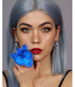 Moon Dust| Faded Blue Synthetic Bob Lace Front Wig