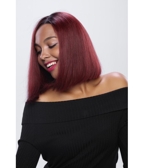 burgundy ombre lace front wig