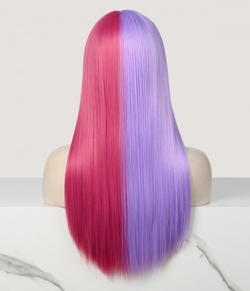 Cotton Candy Swirl Half Pink Half Purple Synthetic Wig With Bangs Clearance Uniwigs Official Site