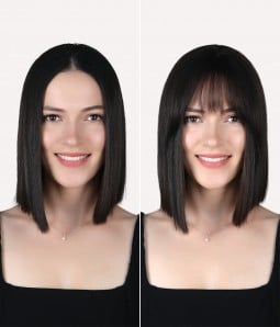 Before/ After Scalp-looking Clip-In Human Hair Bangs / Fringe