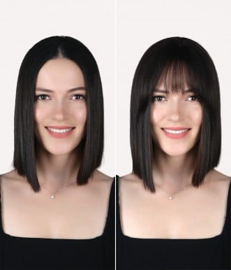 Before/ After Scalp-looking Clip-In Human Hair Bangs / Fringe