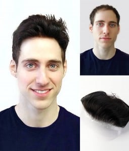 Zeus -- Men's Frontal Hairpiece | Toupee Piece Specially for Receding Hairline | Backward Hair Direction