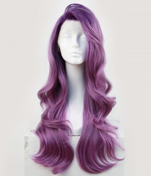 deep purple lace front wig