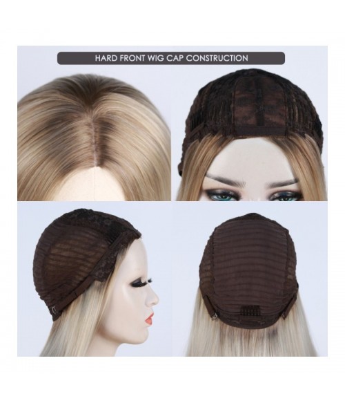 Half Moon Half Black And Half Blonde Synthetic Wig With Bangs Uniwigs Official Site