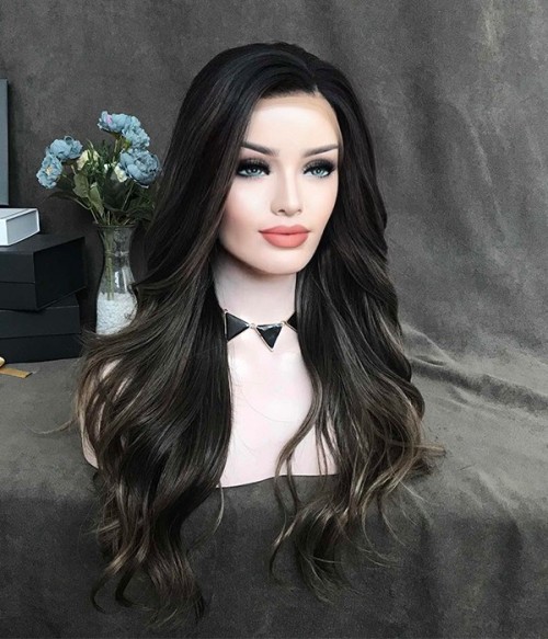Dark Brown Wavy Beauty Lace Front Wig Brunette Dark Brown Lace Front Wavy Wig For Women Natural  main image 3