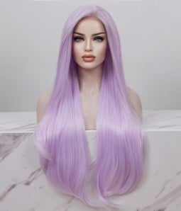 Mallow l Pale Rose-mauve Long Straight Lace Front Wig