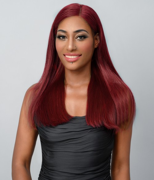 burgundy human hair lace front wig