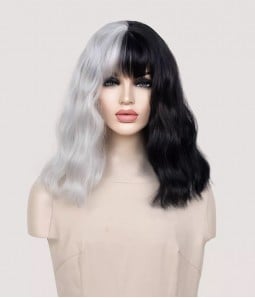 Cruella | Half Silver and Half Black Long Loose Wave Synthetic Wig