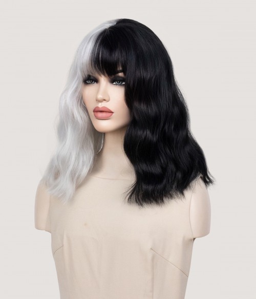 Cruella | Half Silver And Half Black Long Loose Wave Synthetic Wig -  Uniwigs ® Official Site