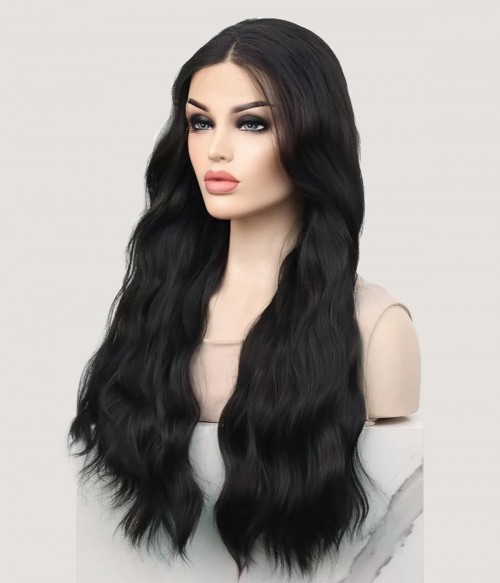 Black Moon Long Wavy Synthetic Lace Front Wig