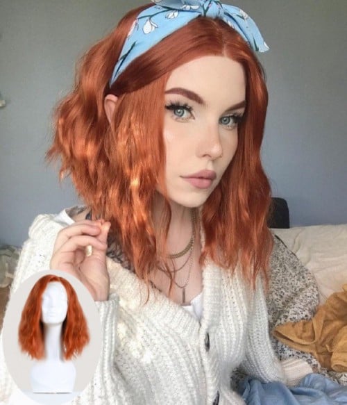 Blaze  Copper Red Wavy Synthetic Lace Front Wig - UniWigs ® Official Site