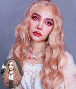 Coral Doll Pastel Pink Long Loose Wave Synthetic Lace Front Wig