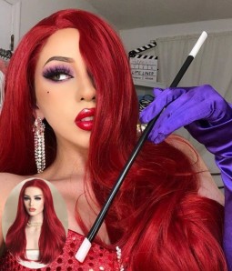Pure Passion Rose Red Long Layered Synthetic Lace Front Wig | Ariel/ Jessica Rabbit