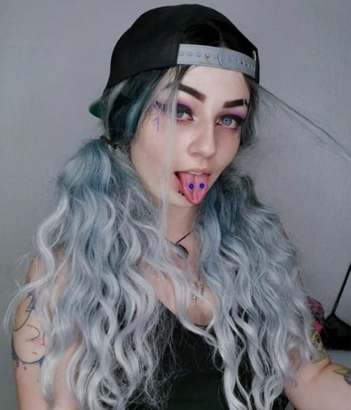 Vortex | Ash Blue Gray Ombre With Dark Roots Long Wavy Synthetic Lace Front  Wig - Uniwigs Â® Official Site