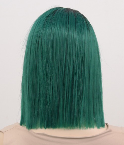 Emerald Velvet Dark Emerald Green Bob Straight Synthetic Lace