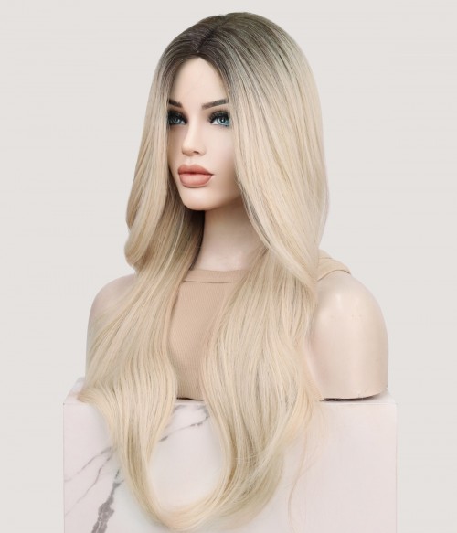 Vanilla Cream Creamy Blonde With Ashy Roots Long Loose Wave