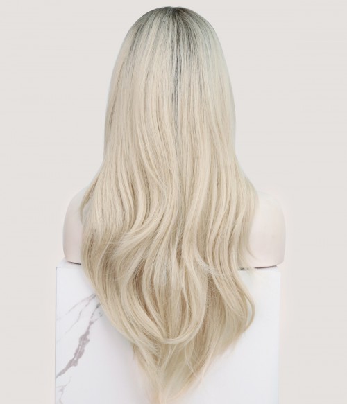 Vanilla Cream Creamy Blonde With Ashy Roots Long Loose Wave