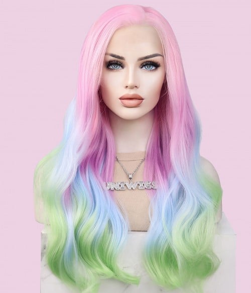 pastel green and blue hair