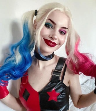 Harley Blue Pink Bunches Long Wavy Synthetic Lace Front Wig | Harley Quinzel