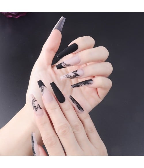 Buy Yalice 24Pcs Black False Nails Tip Full Cover Long Fake Nails Shape  Nails Sharp Art Stiletto Nail for Women and Girls Online at Low Prices in  India - Amazon.in