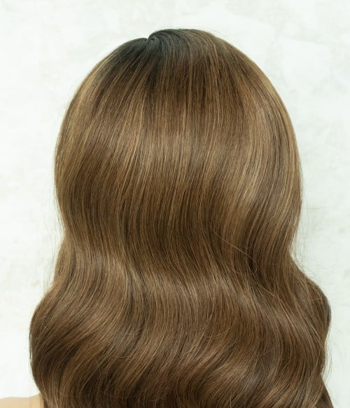 Best Wavy Human Hair Topper Silk Base Medium Brown