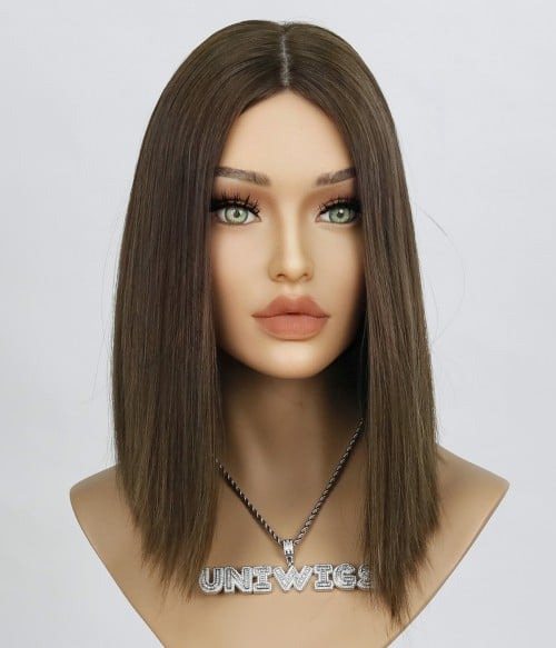 Emmie | Brown Long Bob Silk Top Remy Human Hair Wig