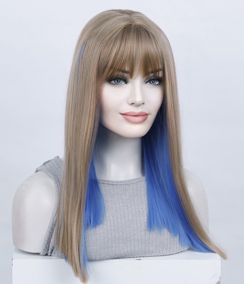 Blonde and blue outlet wig