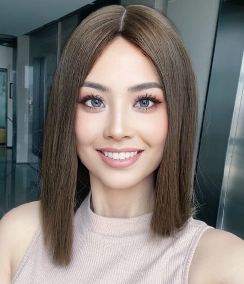 Emmie | Brown Long Bob Silk Top Remy Human Hair Wig