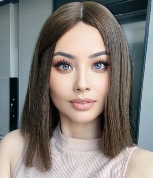 Emmie | Brown Long Bob Silk Top Remy Human Hair Wig