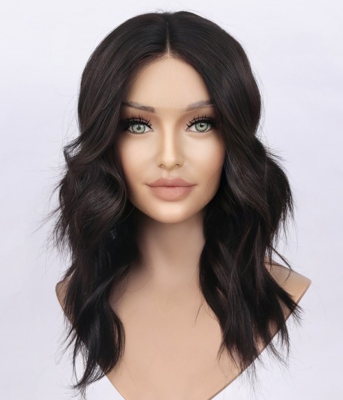 Sample Wig Style Z18 Natural Black Remy Human Hair Lace Front Wig TopComfort Cap Final Sale