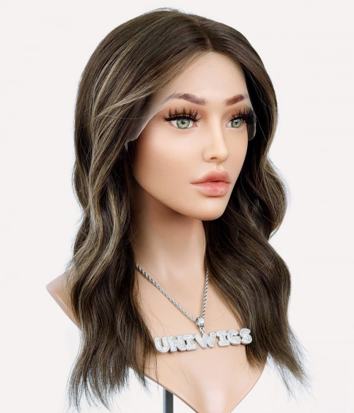 Roxie Ashy Mocha Highlights Remy Human Hair Lace Front Wig UniWigs