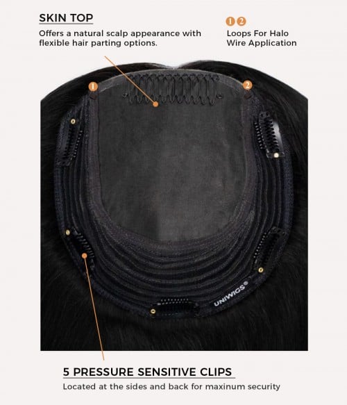 7.5” x 7.5” Upgrade Aura Skin Top Human Hair Topper | With Layers