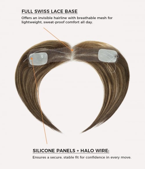 1.5"×11" Harper Ultra-Breathable Full Lace Human Hair Hairline Topper with Layers |Halo Wire| 14" - UniWigs ® Official Site