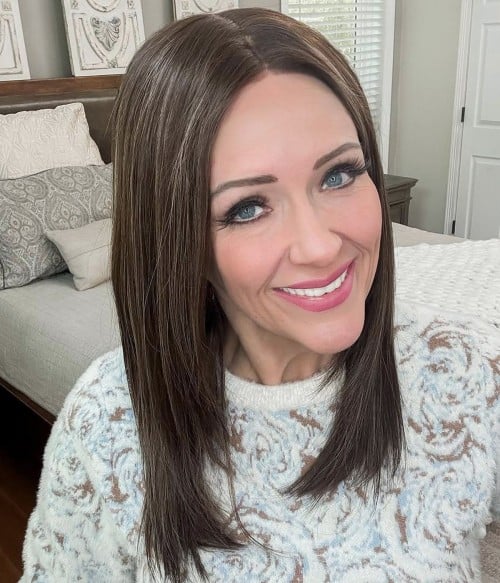 Talia | Espresso Cream Blend Layered Remy Human Hair Lace Front Wig S/M - UniWigs ® Official Site