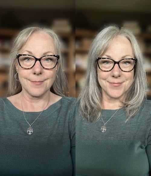 7” x 8” Sylvia Grey Mono Top Human Hair Topper | With Pre-Cut Layers