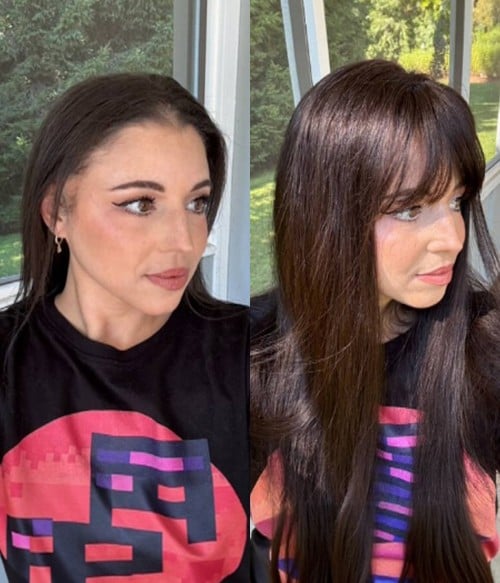 6"x6" Amber | Silk Top Human Hair Topper with Bangs