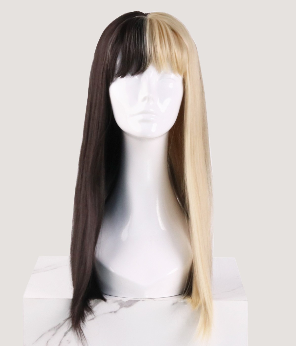 Half Moon Half Black And Half Blonde Synthetic Wig With Bangs Uniwigs Official Site