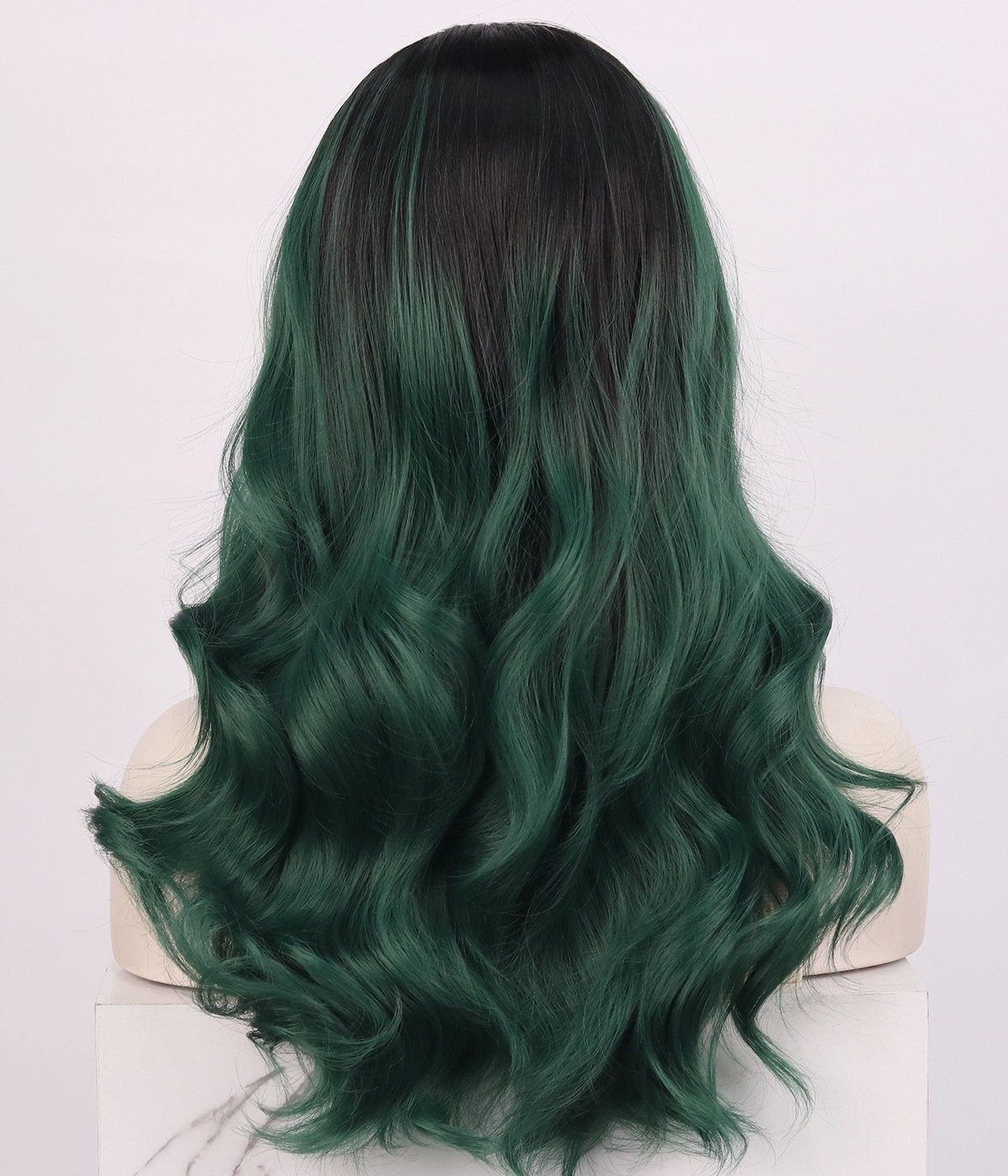 Oaisis Dark Emerald Green Long Wavy Synthetic Lace Front Wig