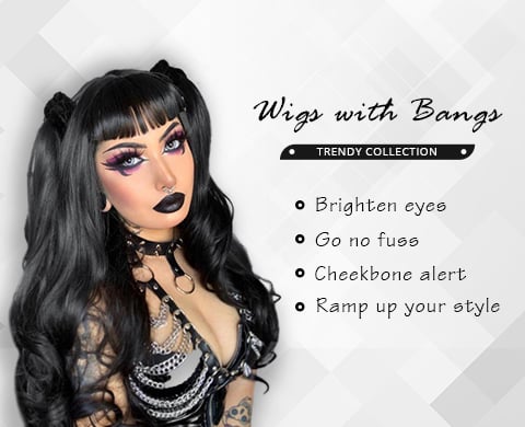 synthetic wigs with bangs