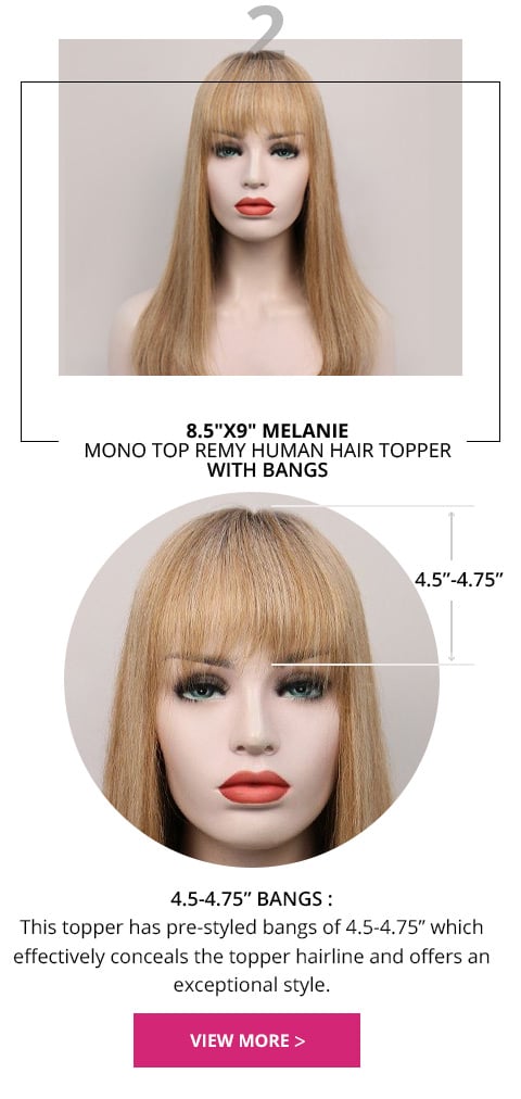 Melanie human hair topper with bangs