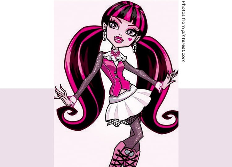 Draculaura | Black with Pink Streaks Synthetic Hard Front Wig