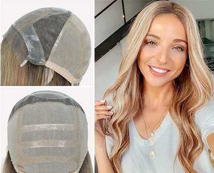 Top Comfort Silk Top 100% hand-tied Cap with Silicone Wig